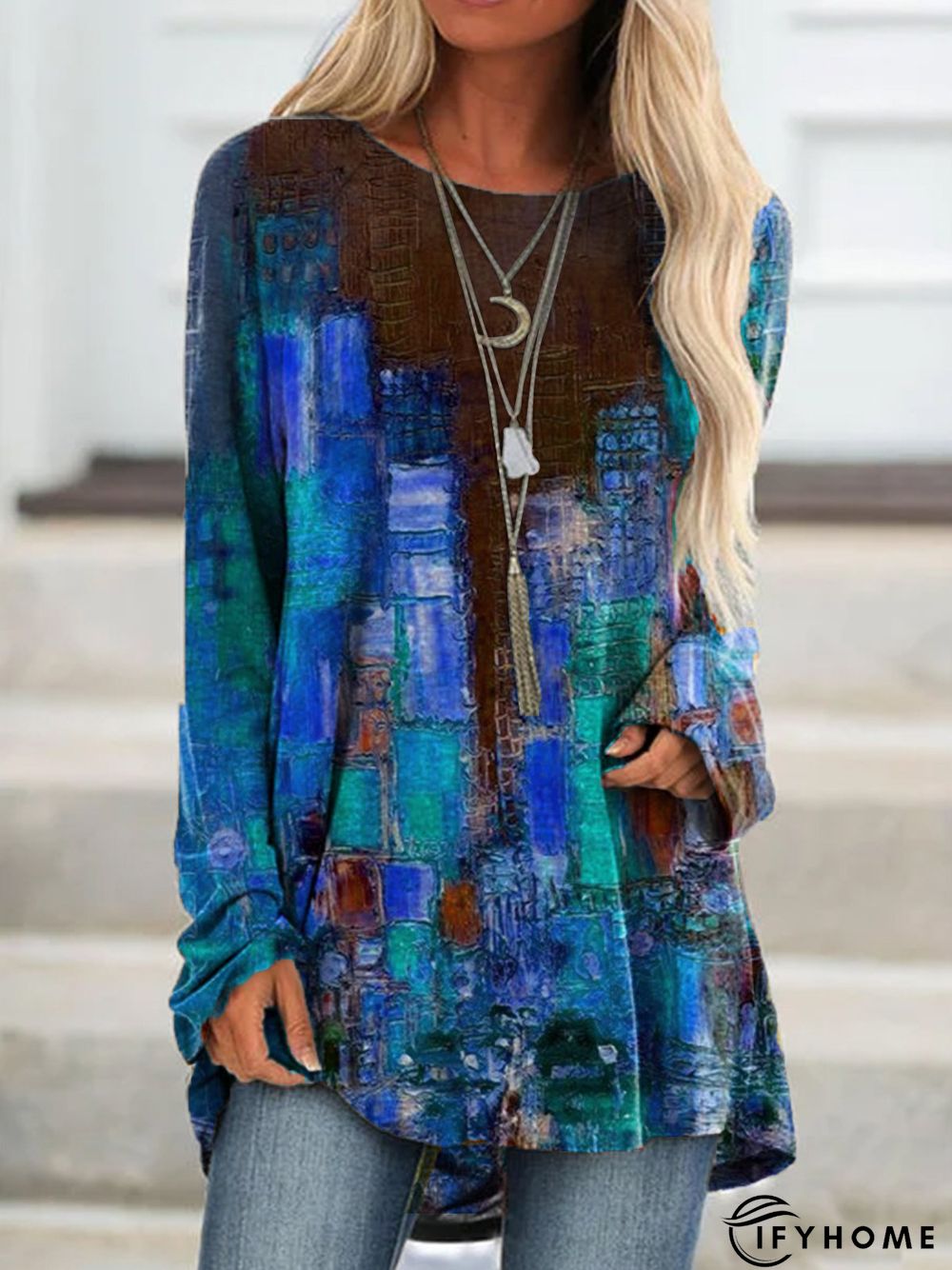 New Women Fashion Holiday Casual Vintage Long Sleeve Tunic Top | IFYHOME