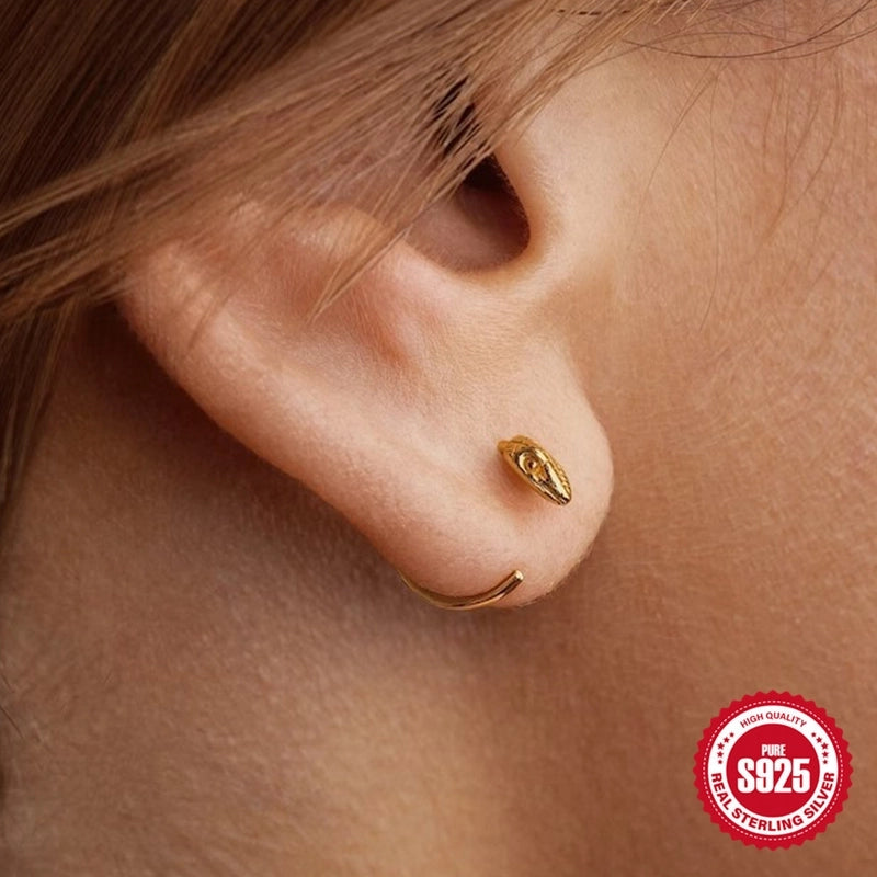 1 Pair 925 Sterling Silver Snake Ear Studs