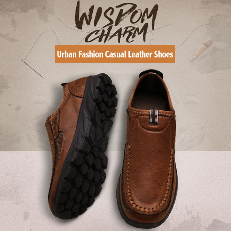 mens leather backless loafers