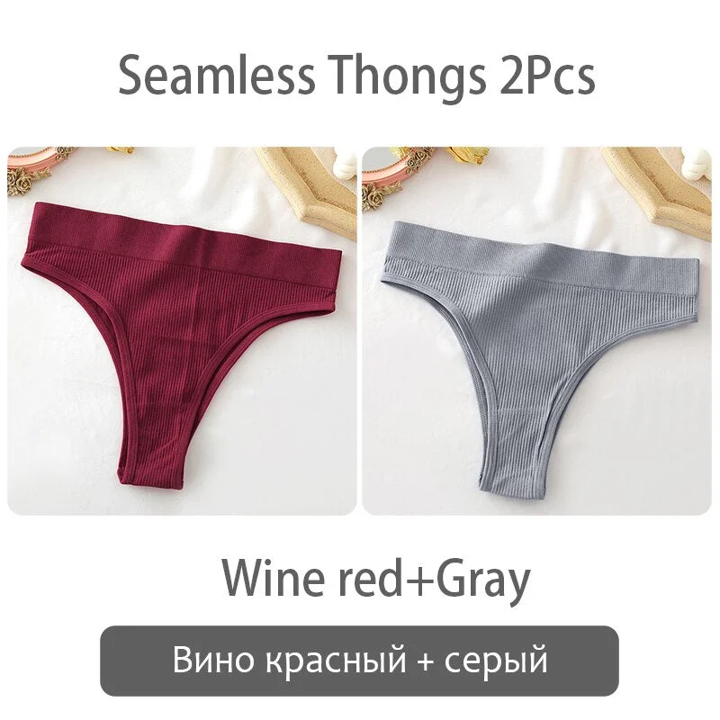 FINETOO Women Thong Panties Sexy Underwear Low Waist G-String Female Underpants Girls Thongs Solid T-back Seamless Lingerie S-XL