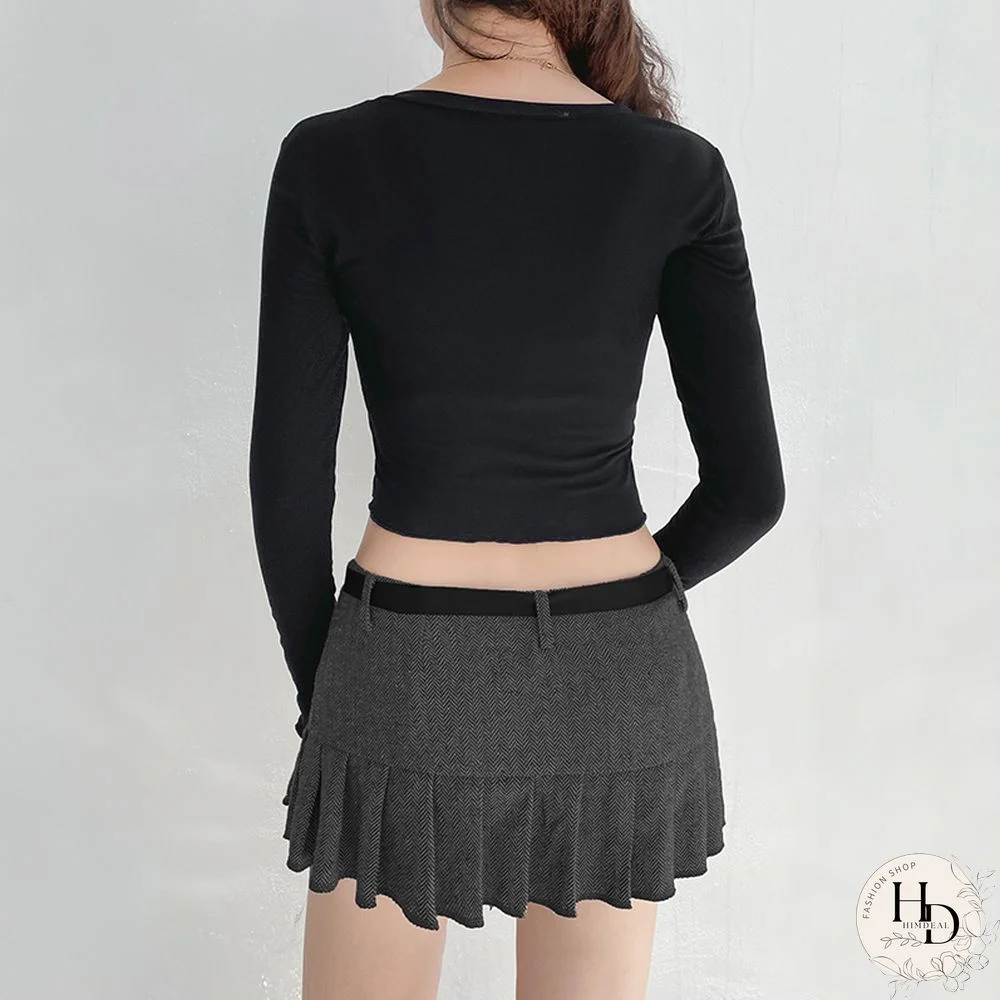 Y2k Fairycore T Shirt Women Grunge Aesthetic Lace Patchwork Long Sleeve Crop Top Korean Fashion Tee Streetwear