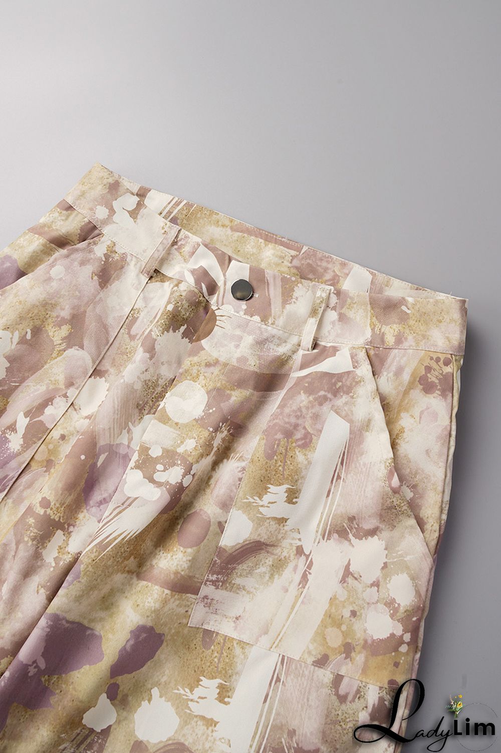 Army Green Street Print Bandage Patchwork Straight Straight Full Print Bottoms