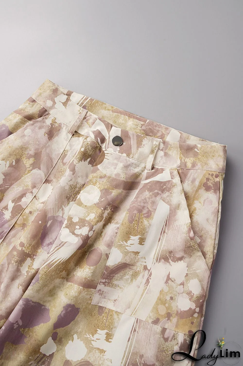 Army Green Street Print Bandage Patchwork Straight Straight Full Print Bottoms