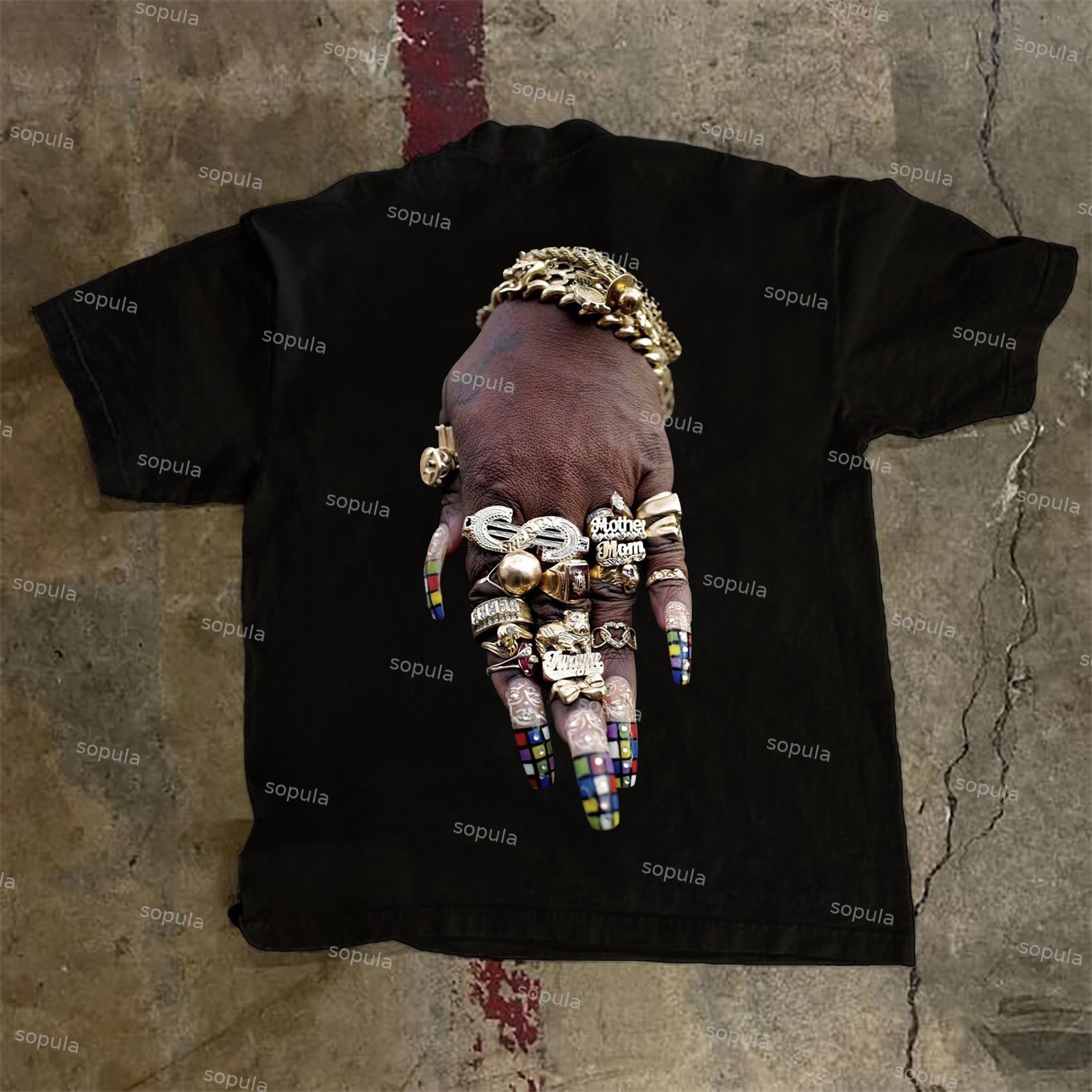 Sopula Men's Colorful Art Bracelet And Ring Cotton T-Shirt - SOPULA