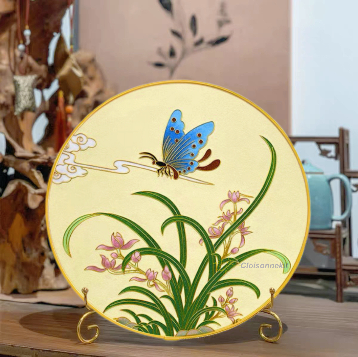 Butterfly On Flower- DIY Cloisonne Enamel Painting Art Kits - Cloisonnekit
