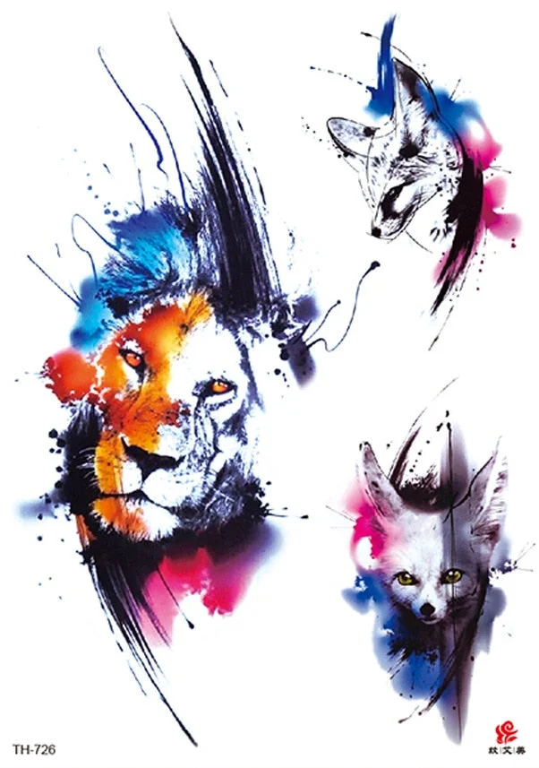 Waterproof Temporary Tattoo Sticker Wolf Crow Bird Forest Tree Black Fake Tatto Flash Tatoo Arm Leg Big Art for Women Men