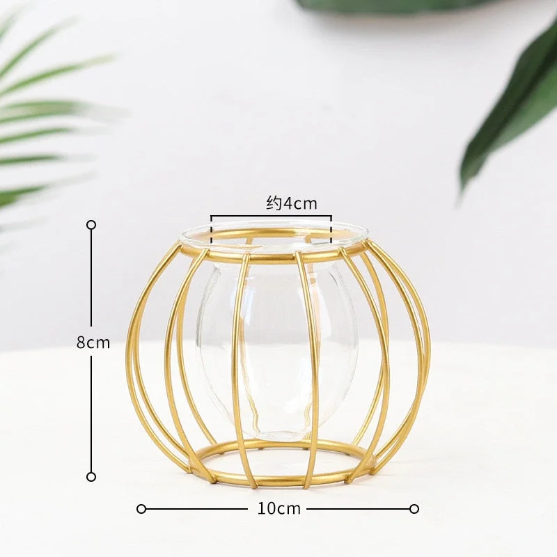 Nordic Simple Flower Stand Iron Frame Vase Simple Family Flower Rack Bottle Ornament Christmas Decoration Pot Holder jarrones