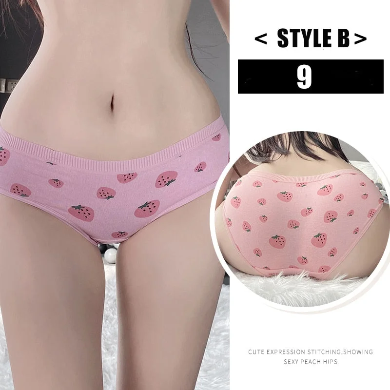 Women's Cotton Underwear Kawaii  Anime Coverage Panties Sexy Lace Breathable Soft Lingerie Lovely Cute Seamless Stretch Briefs