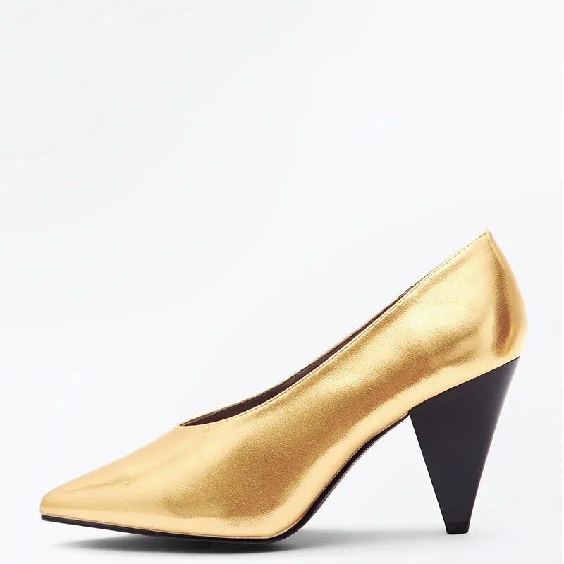 TAAFO Casual Shoes Women Ladies Adult Basic Pumps Solid Pointed Toe Hige Spike Heels Plus Size 12 16