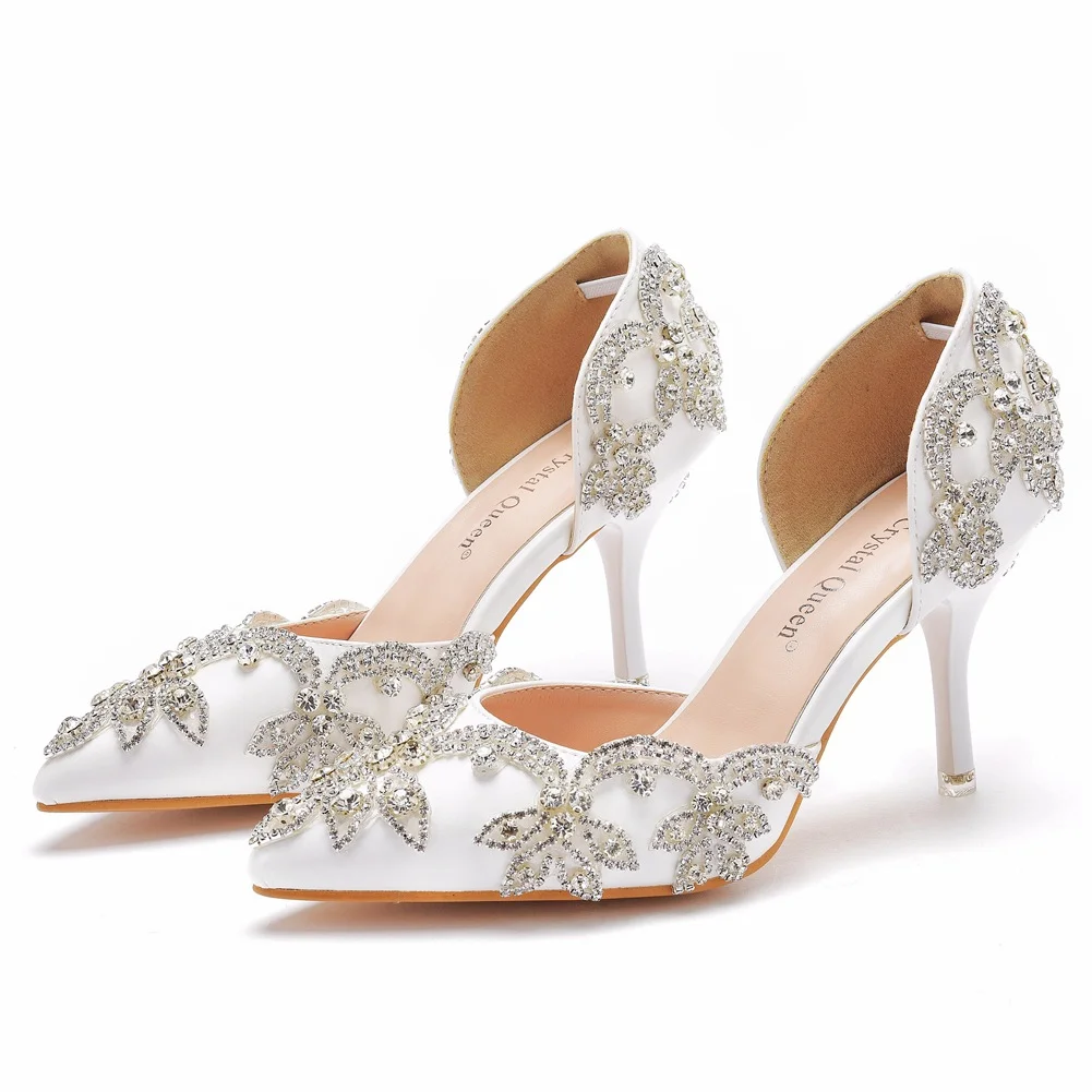 Breakj Breakj Cm Golden Water Diamond Wedding Shoes Fine Heel Pointed Sandals Hollow Two-Siped Sandals Banquet Crystal Wedding