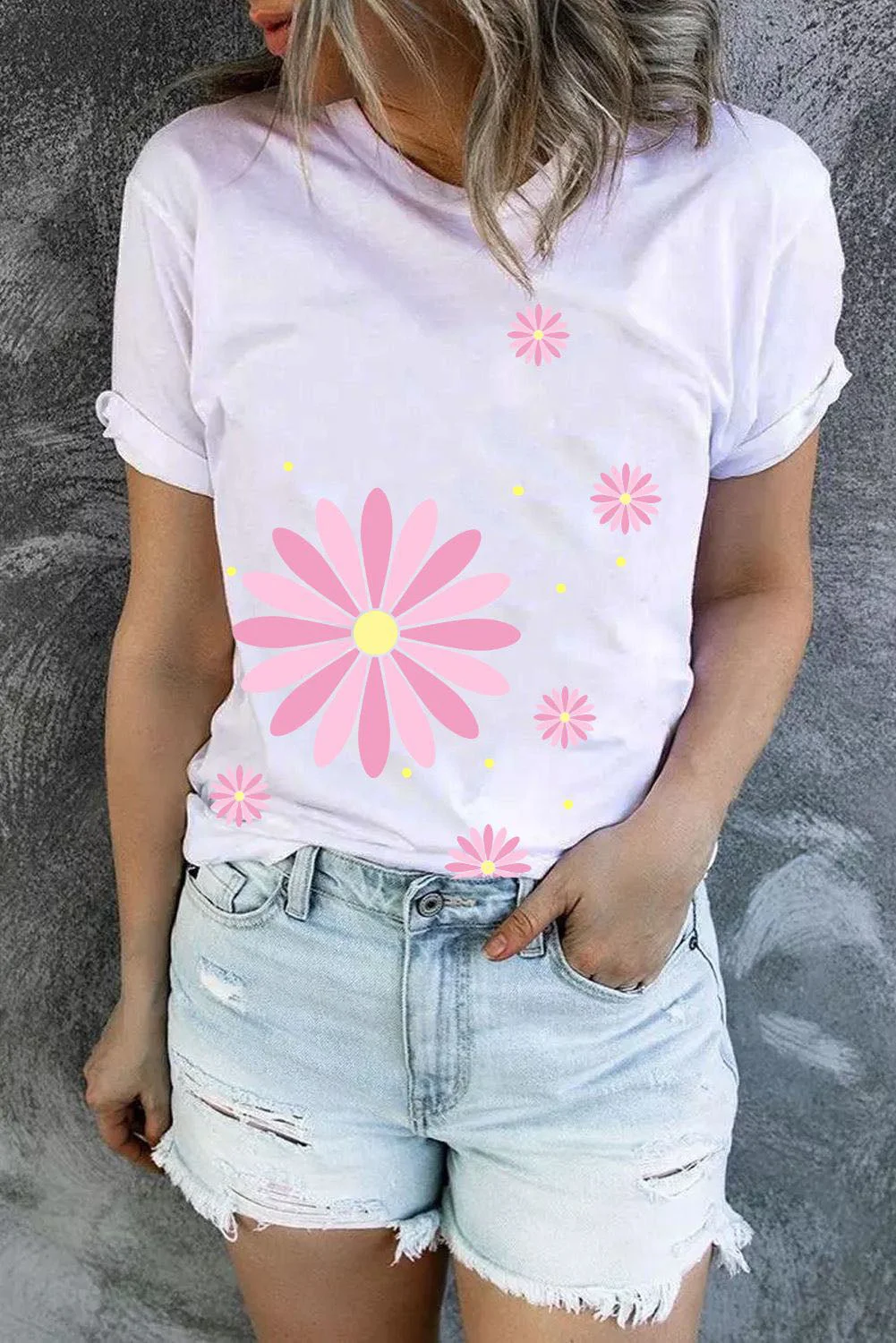 Pink Gerbera Floral Casual T-Shirts