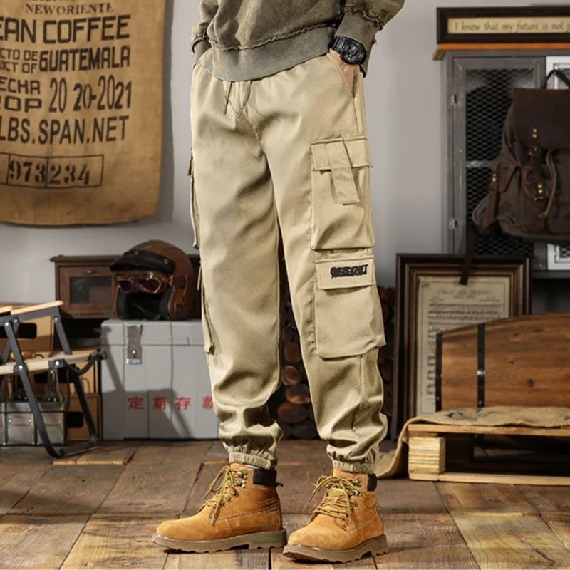 Gamintor Funky hip-hop broad-leg overalls function casual pants funky casual pants with baggy pockets with pants