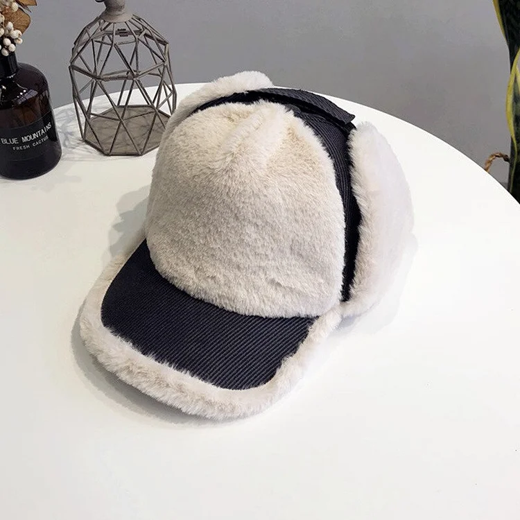 Men Women Winter Cap Hat Thick Warm Unisex Baseball Cap Earflap Cap Men Women Berber Fleece Baseball Bomber Hat Gorras