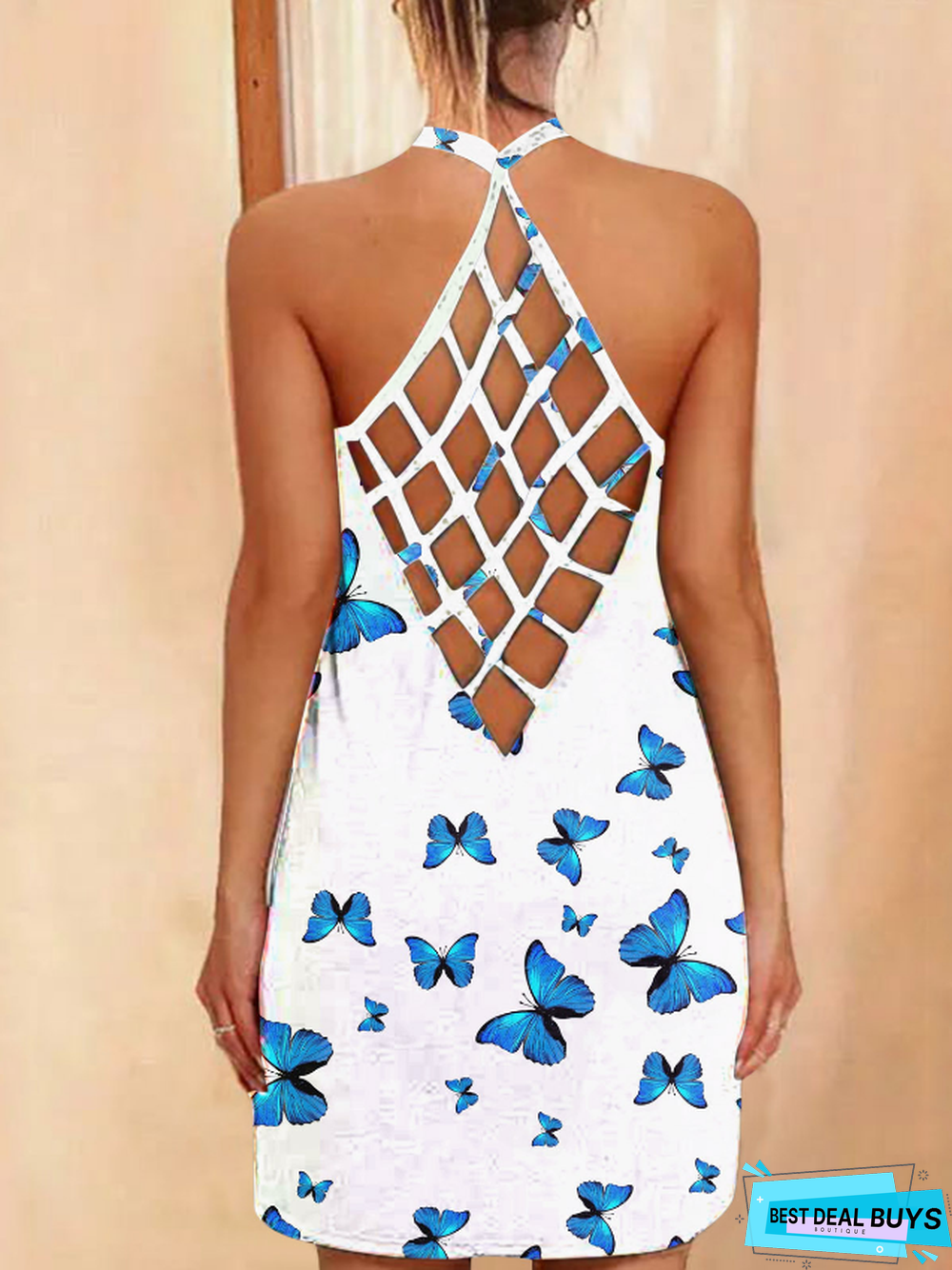 New Printed Sexy Hollow Neck Slim Dress Women In Summer