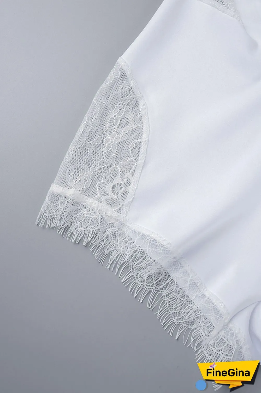 White Sexy Casual Solid Lace Patchwork V Neck Regular Jumpsuits
