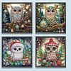 (US Local)4pack Xmas Owl-Crystal Rhinestone Diamond Painting(30x30cm)