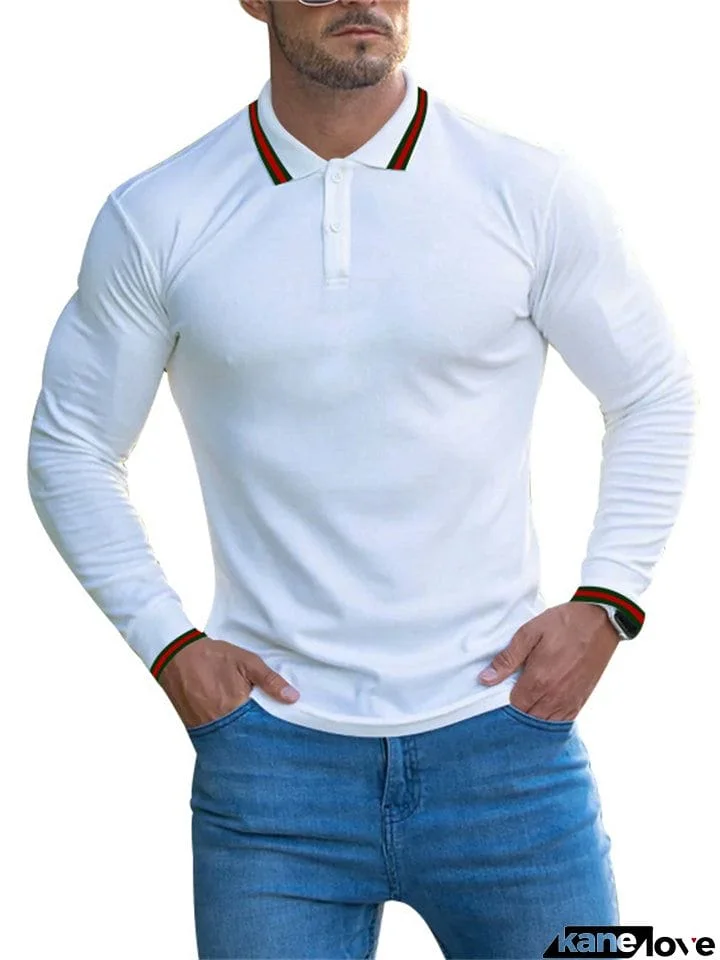 Men's Comfy Slim Fit Long Sleeve Lapel Polo Shirts for Outdoor Golf