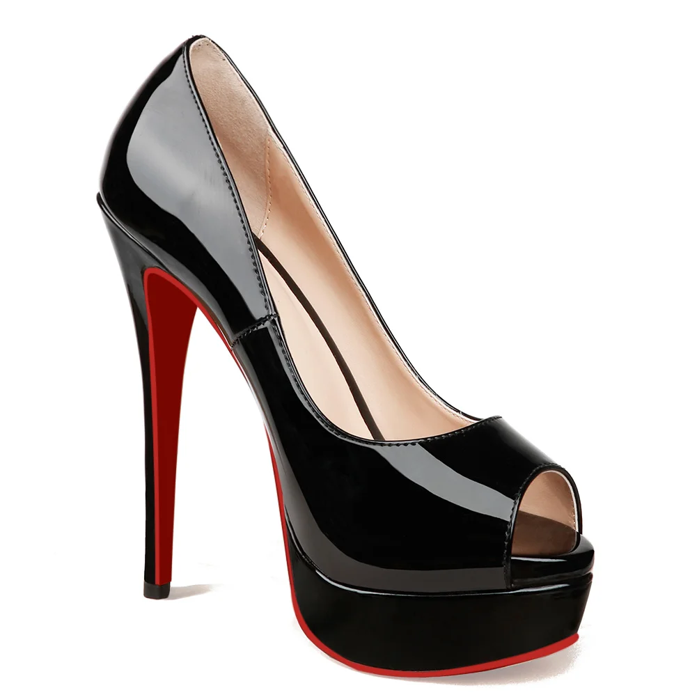 150mm Red Bottom Sky High Platform Pumps Women High Heels-MERUMOTE