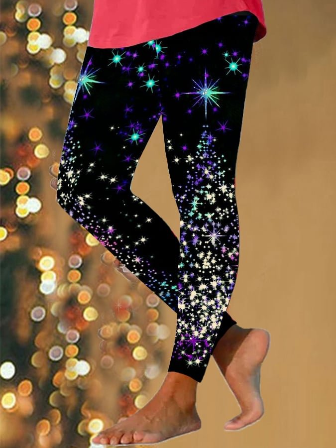 Women's Shiny Christmas Tree Print Leggings