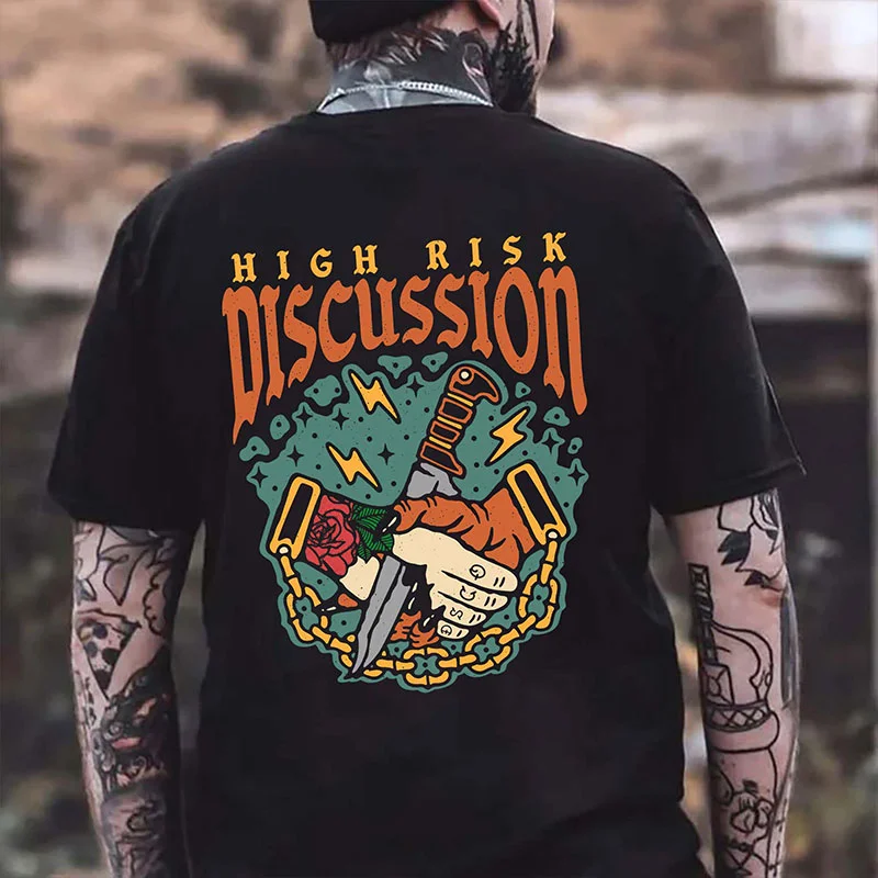 HIGH RISK DISCUSSION A Deal With Devil Print Men's T-shirt