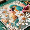 Fleurs oiseaux bricolage, set de peinture perl&eacute;e avec forme sp&eacute;ciale avec cadre 25x25cm