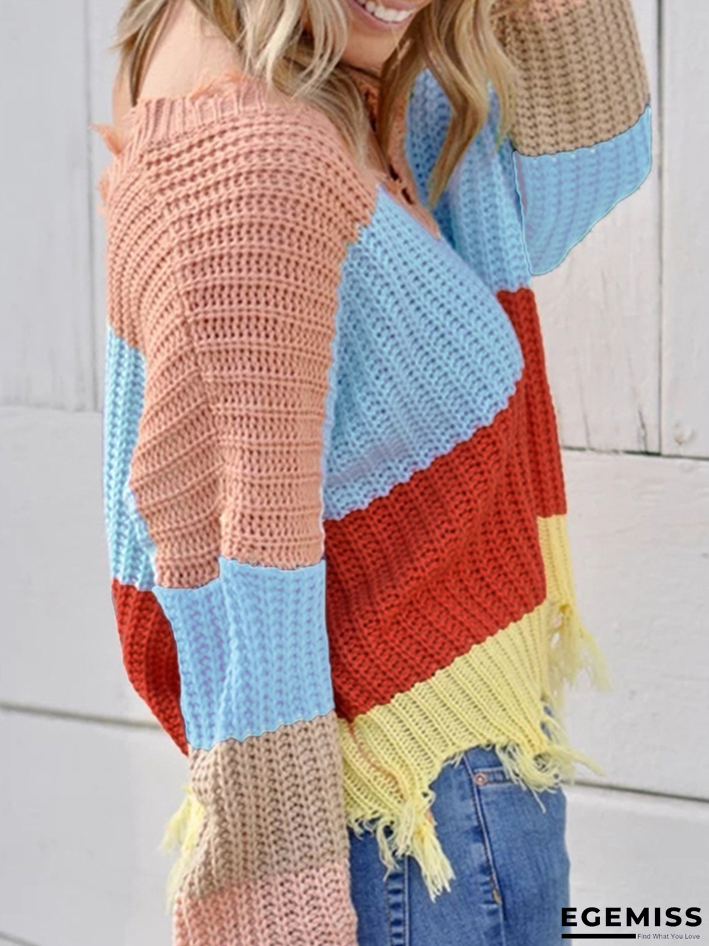 Casual Acrylic Color Block Sweater | EGEMISS