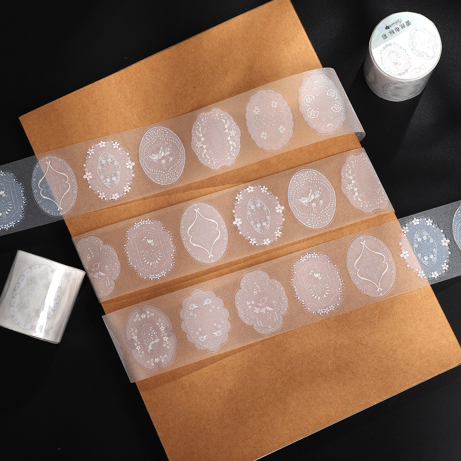 PET 테이프 - 45mm*5m 빈티지 컬러풀 레이스 꽃 라벨