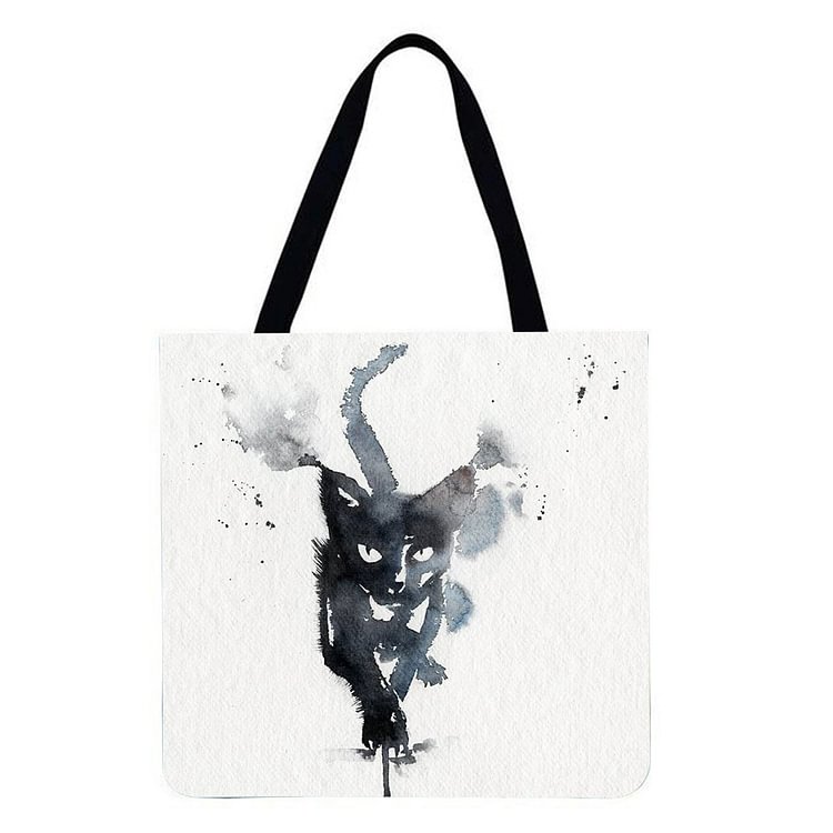 【ONLY 2pcs Left】Linen Tote Bag - Black Cat