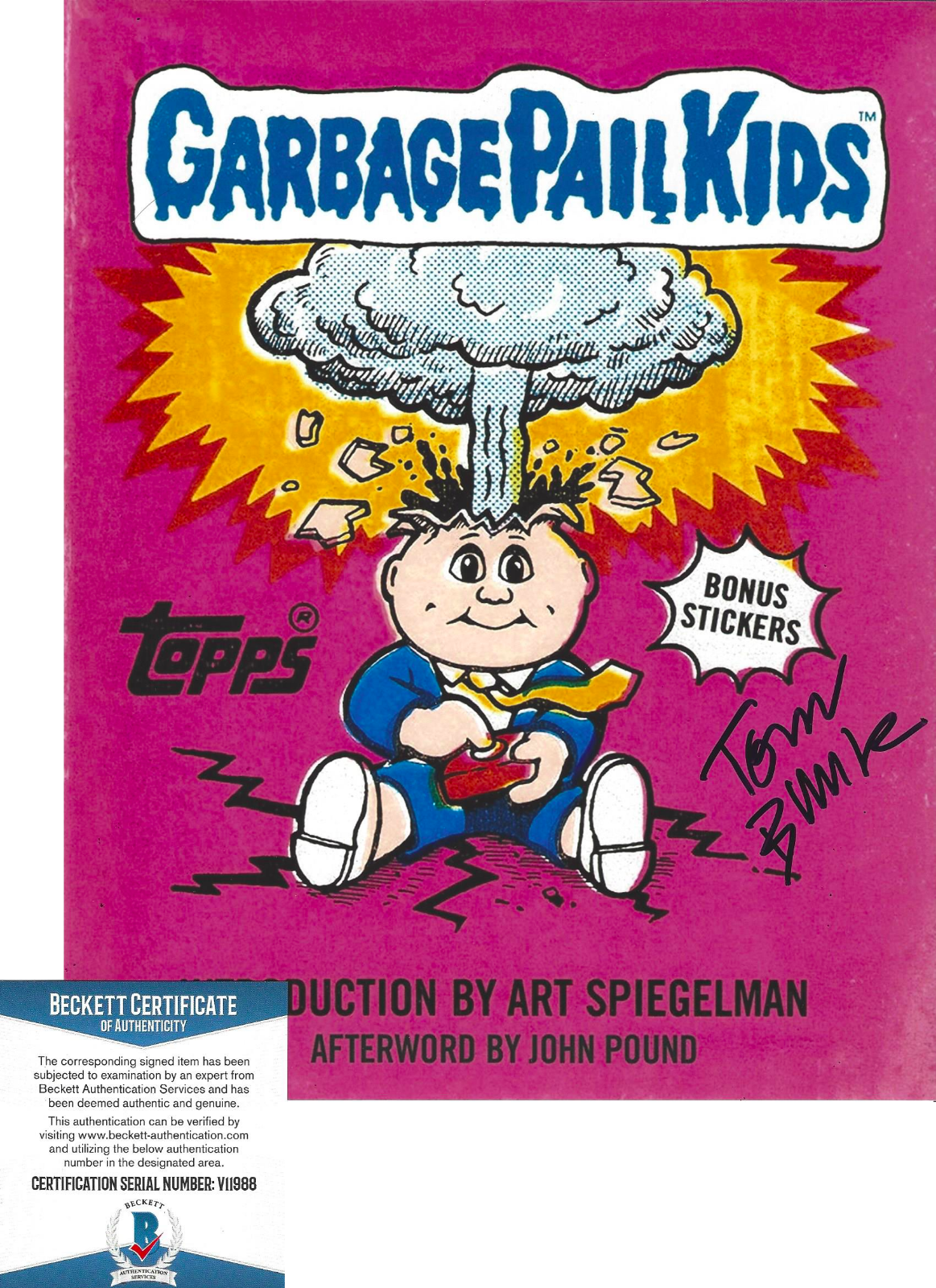 TOM BUNK - GARBAGE PAIL KIDS CARTOONIST - SIGNED 8x10 Photo Poster painting 3 BECKETT COA BAS