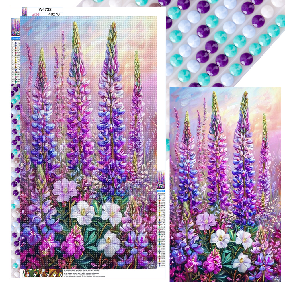 Lavender Bushes 40*70cm(canvas) full round drill diamond painting