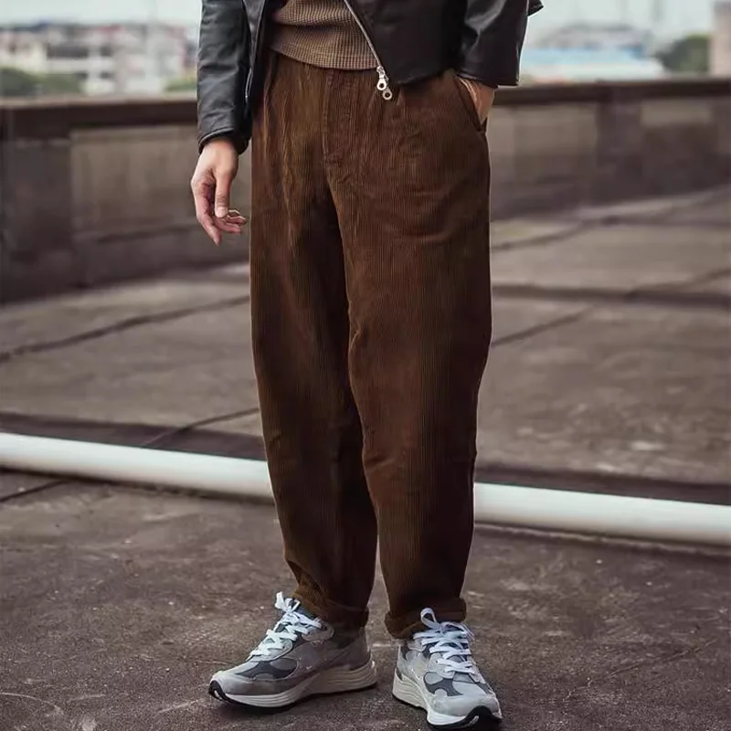Vintage Corduroy Blue-Dyed Military Micro-Taper High-Rise Pants