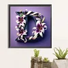 Diamond Painting-5D Full Round Drill  Lily Letter D(40x40cm)