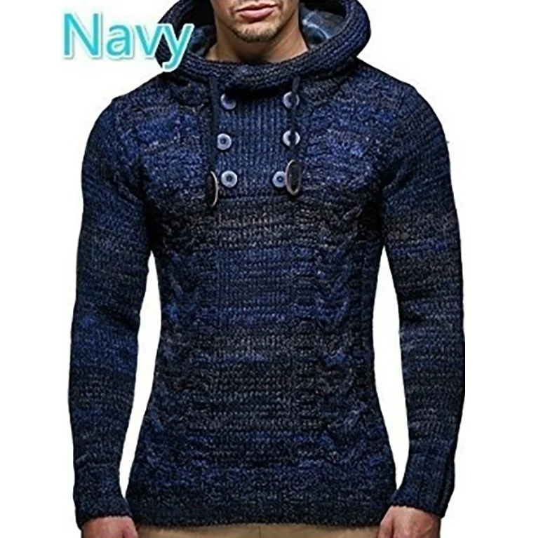 Wongn Wongn And Winter New Hot Style Man Slim High Collar Hooded Head Large Size Knit Sweater Man