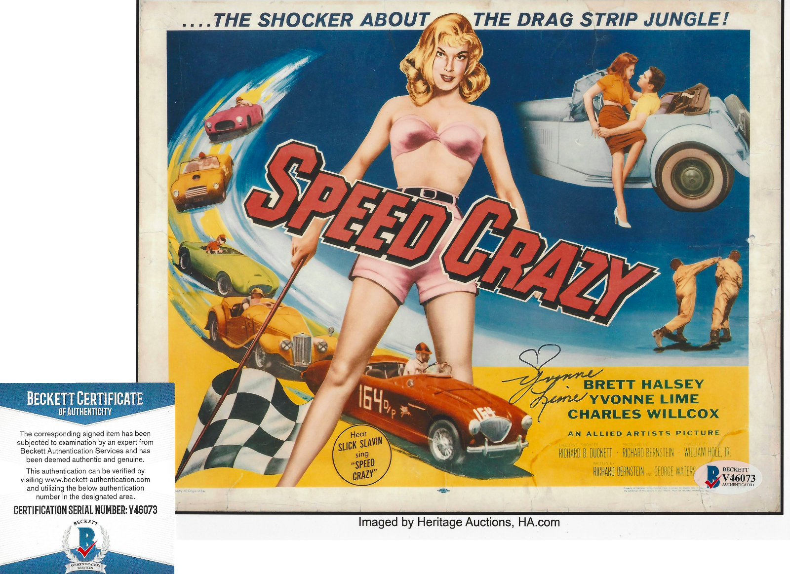 YVONNE LIME FEDDERSON SIGNED AUTHENTIC 'SPEED CRAZY' 8x10 Photo Poster painting BECKETT COA BAS