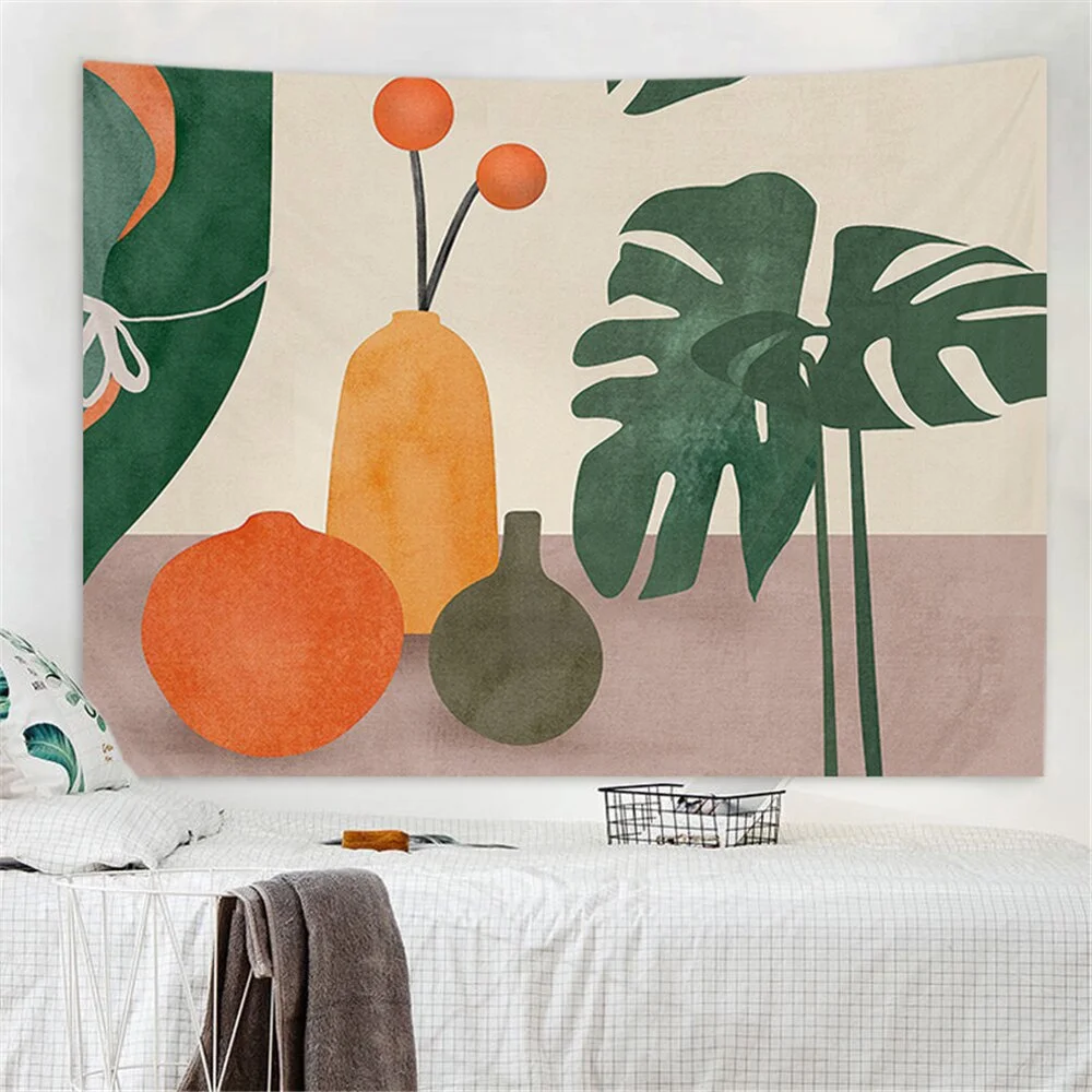 Nigikala Warm Color Plant Playing Yarn Ball Cat Print Tapestry Wall Aesthetic Tapestry Wall Tapestry Christmas Tree Wall Decor