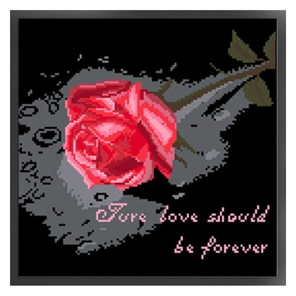 9CT Full Stamped Cross Stitch Bead Embroidery- Flower(Canvas|35*35CM)