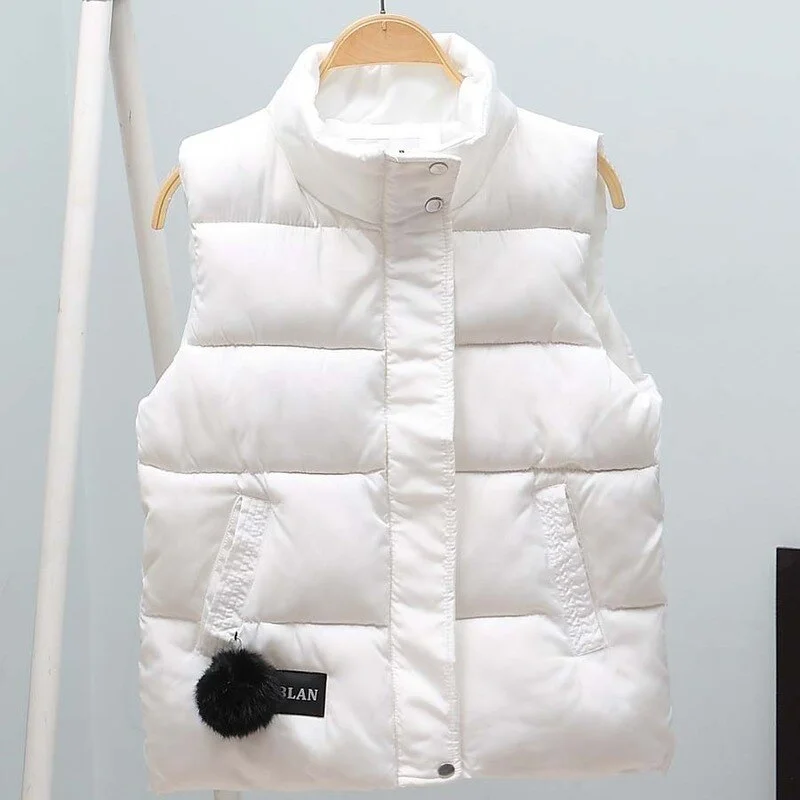 Vest Women Sleeveless Jacket Fall Short Coat Women Waistcoat Female Body Warmer Ladies White Vest Witner Chalecos Para Mujer