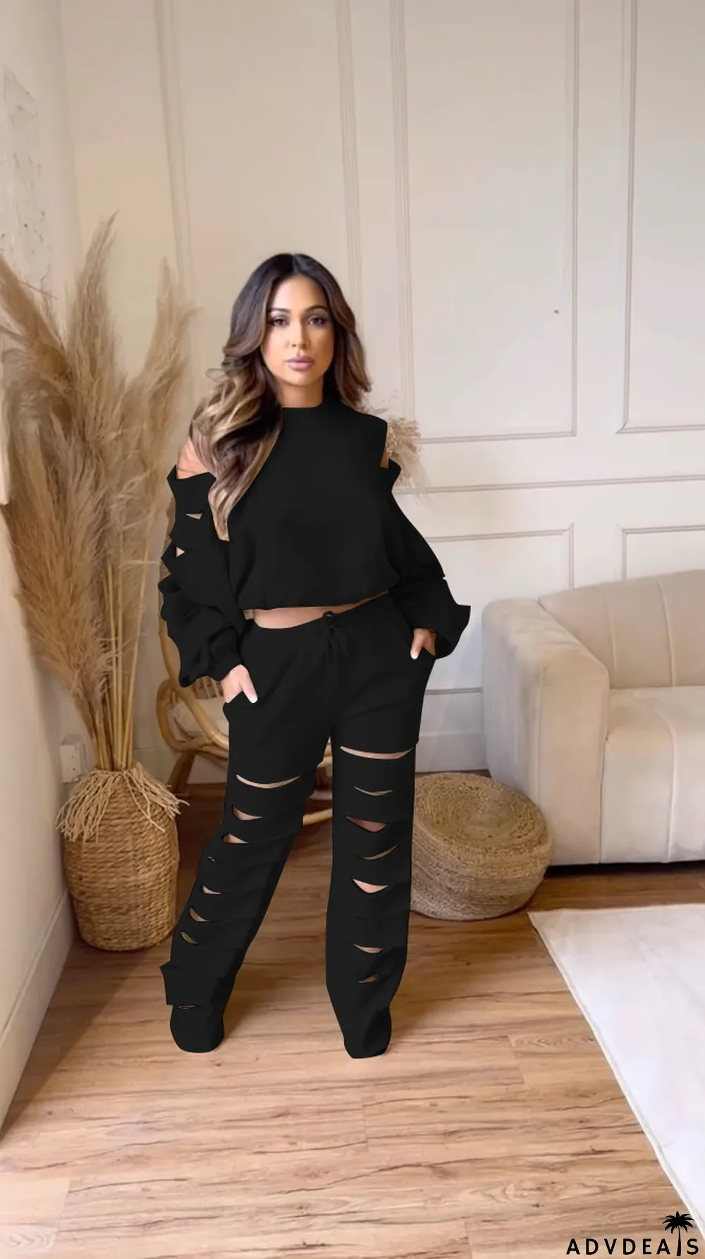 Casual Suit Ripped Fashionable Tracksuit