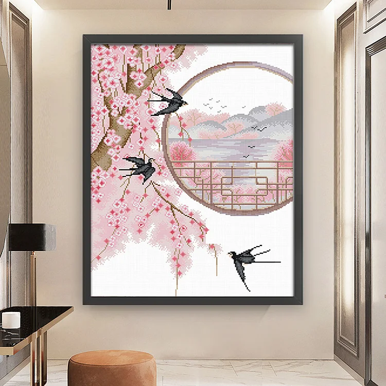 Ten Miles Of Peach Blossoms 2- 11CT - 3 Strands Threads