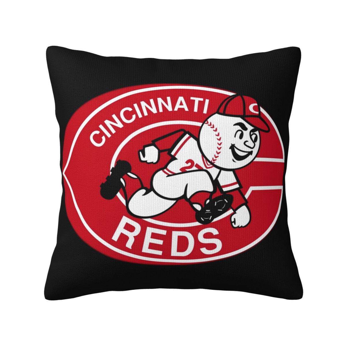 Cincinnati Reds Running Baseball Decorative Square Throw Pillow Covers