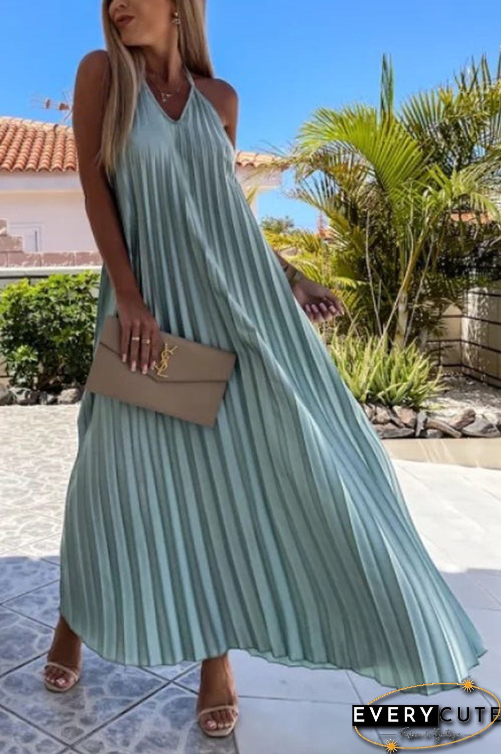 Breeze Slip Pleated Maxi Dress