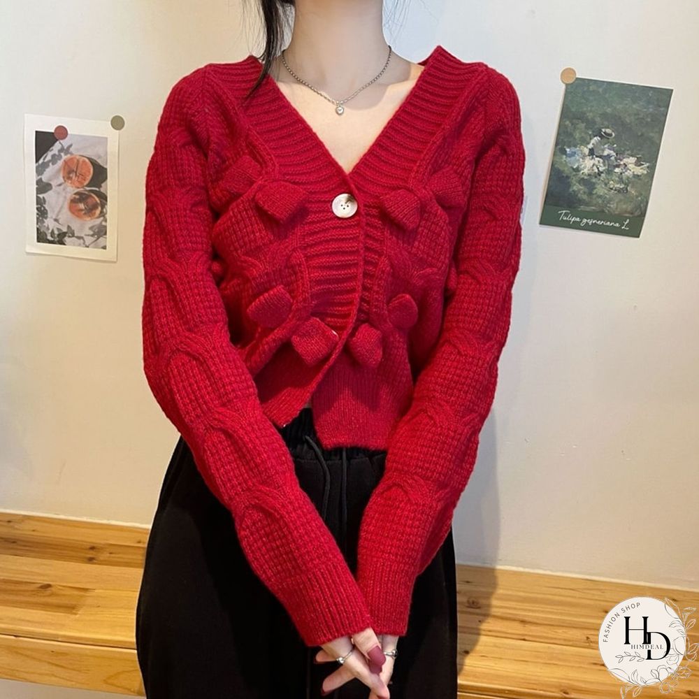 Sweet Bow Women Cardigan Sweater Autumn Winter Fashion Harajuku Crop Tops Female Casual Korean Long Sleeve Y2k Sweater New
