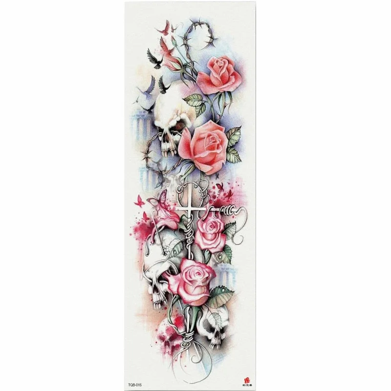 1 Piece Temporary Tattoo Sticker Moon tree rose flower pattern Full Flower Tattoo with Arm Body Art Big Large Fake Tattoo