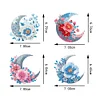 4Pcs Diamond Painting Brooch Diamond Painting Pins Jewelry Kit (Moon And Flower)