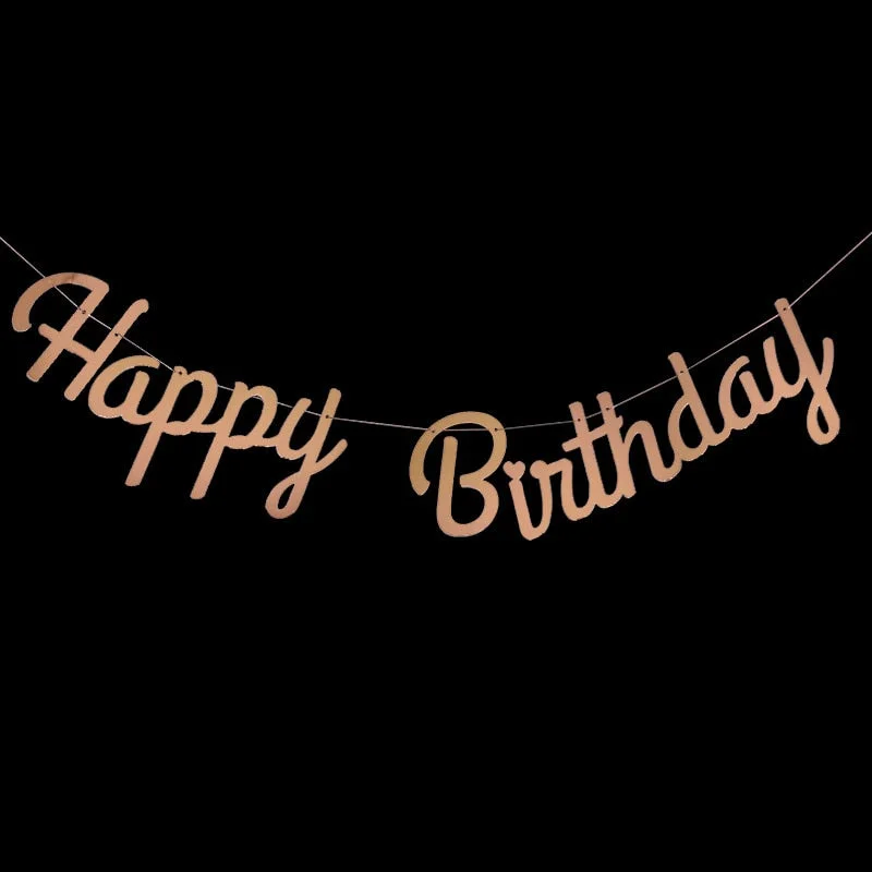 Happy Birthday Bunting Banner Gold Sliver Letters Happy Birthday Garlands String Baby Shower Boy Girl Birthday Party Decoration