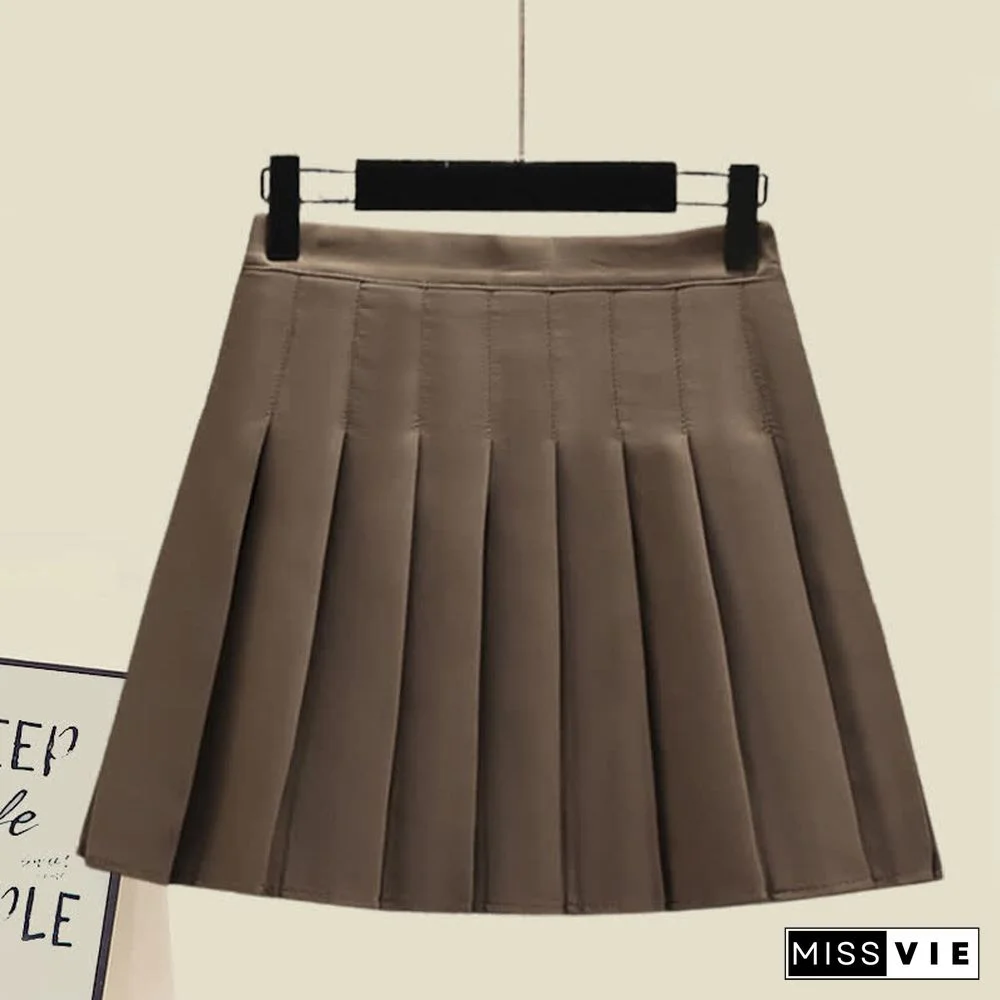 Lapel Shirt Pleated Skirt Two Piece Set