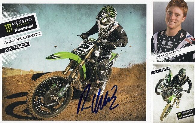 *RYAN VILLOPOTO*SIGNED*AUTOGRAPHED*Photo Poster painting CARD*MONSTER*ENERGY*KAWASAKI*CHAMPION*