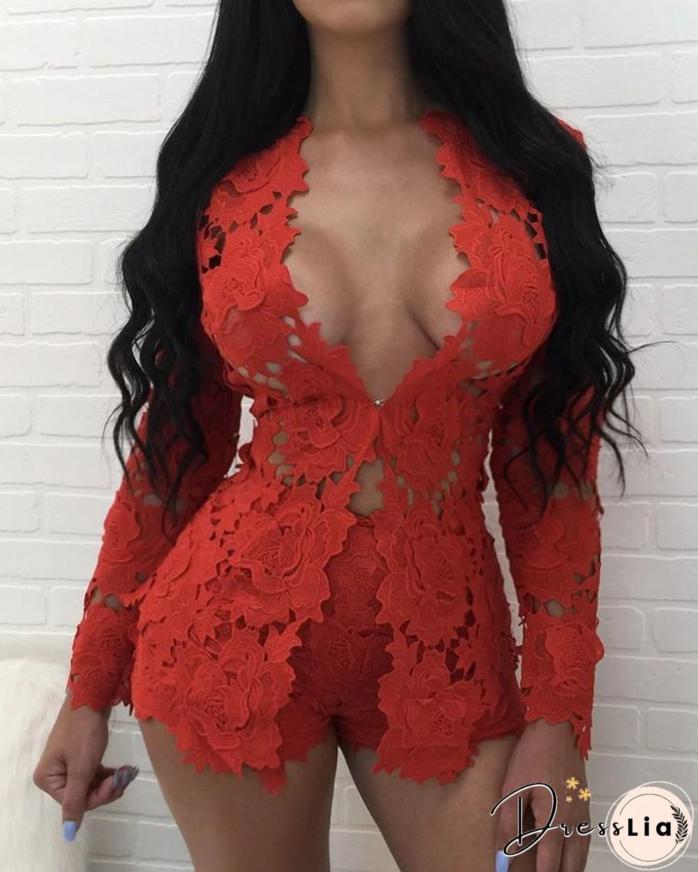 Sexy Open Front Lace Crochet Short Twinset