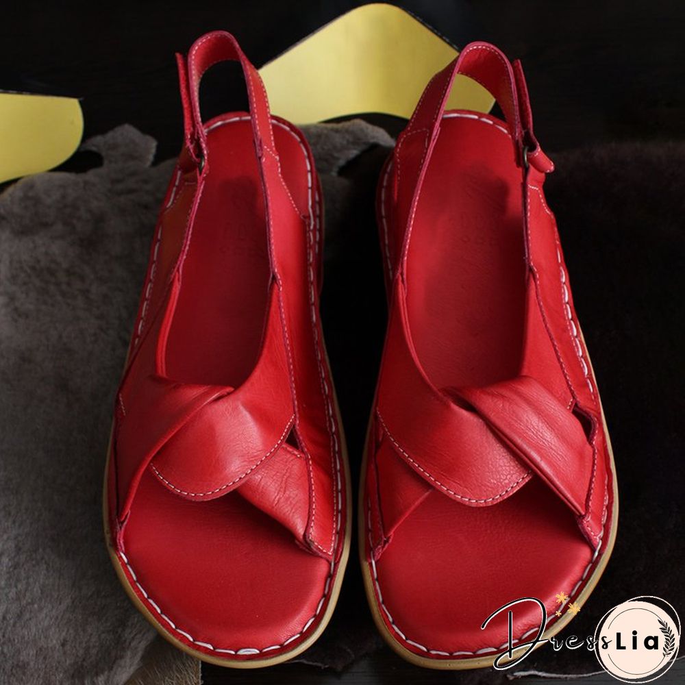Women Leather Ethnic Summer Comfy Weave Soft Sole Sandals