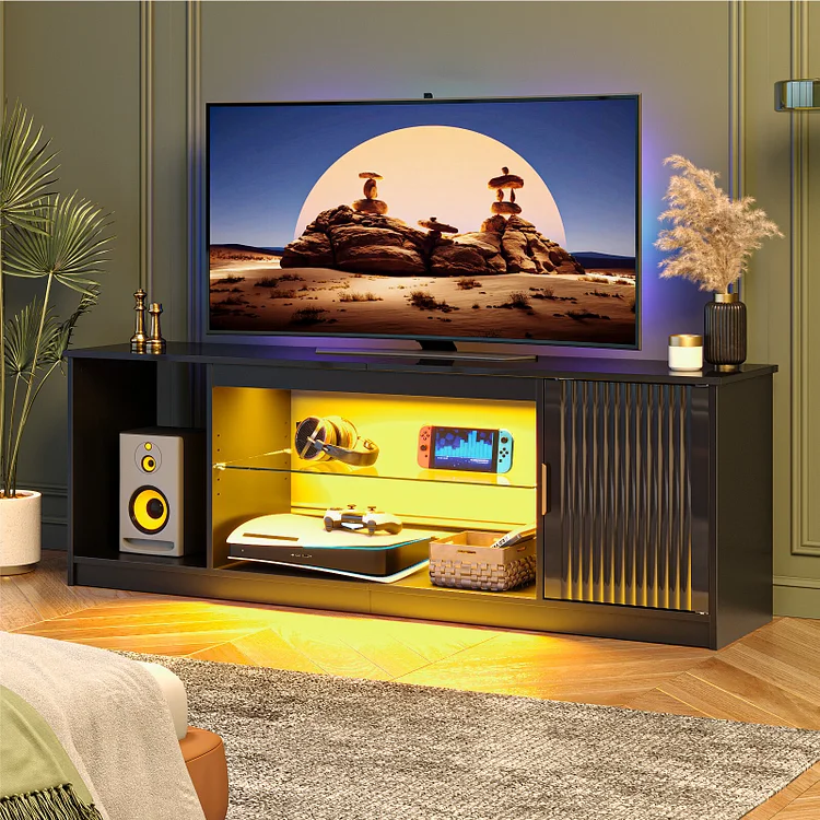 Bestier 57" LED TV Stand for PS5 Gaming Entertainment Center for 60/65 inch TV